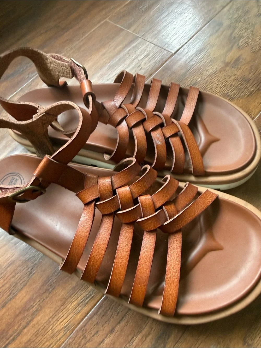 wonder nation Brown Braided Strappy Sandals